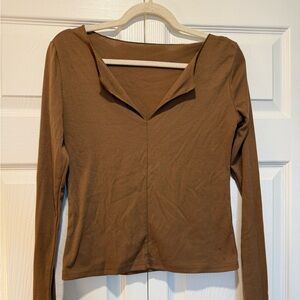 Brown Long Sleeve Women's Top